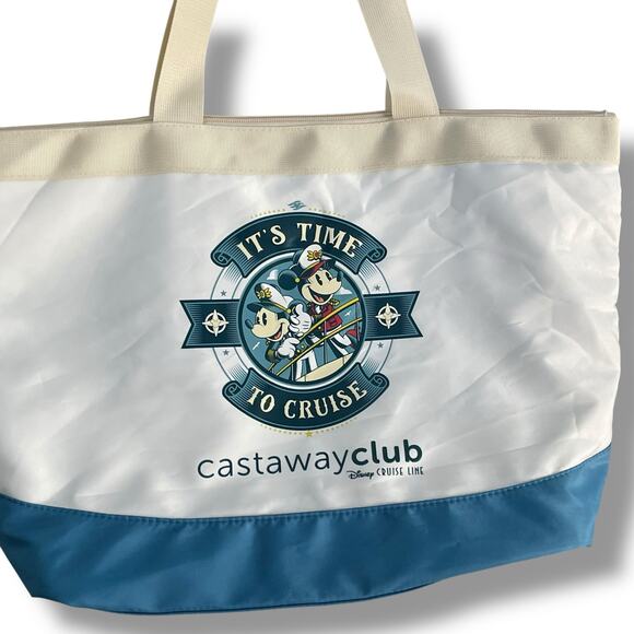 Disney Cruise Line Castaway Club Tote Bag Time To Cruise Full Zip Pocket Mickey - Picture 5 of 11